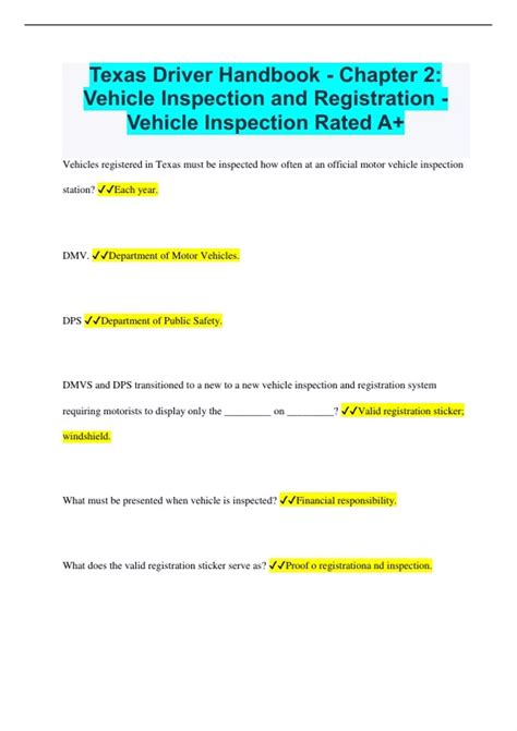 Texas Driver Handbook - Chapter 2: Vehicle Inspection and Registration ...