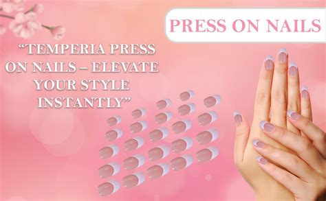 TEMPERIA Press On Fake Nails For Women & Girls - Stick On Artificial ...
