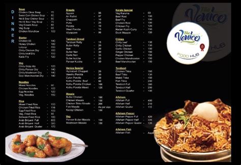 Menu at The Venice Food Hub, Haripad, The Venice Restaurant