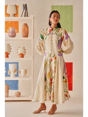 Buy Sage By Mala Cream Floral Printed Jardin Dress (XS) Online