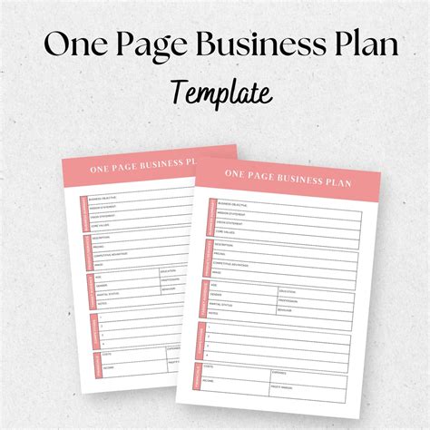 One Page Business Plan Template 的图像结果