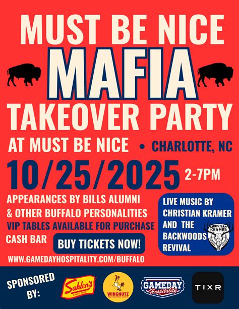 Must Be Nice Mafia Takeover Party (BUF at CAR) Tickets at Must Be Nice ...
