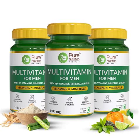Pure Nutrition Multivitamin for Men with Biotin, Vit A, C, Iron, Alfa ...