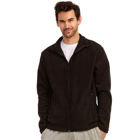 Men's Full-Zip Polar Fleece Jacket, Black XL, 100% Polyester, Versatile ...