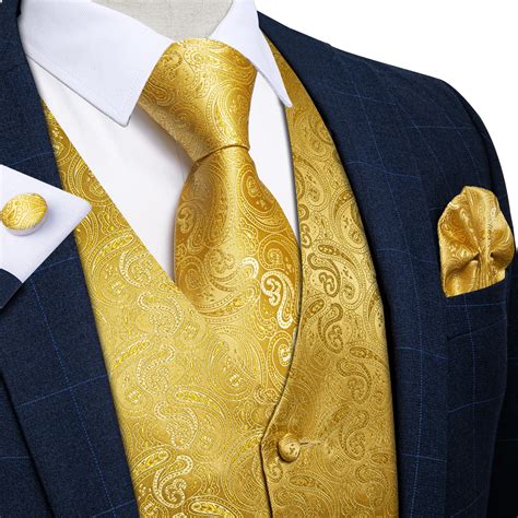 Formal-Dress-Gold-Blue-Black-Paisley-Wedding-Suit-Vest-Formal-Business ...