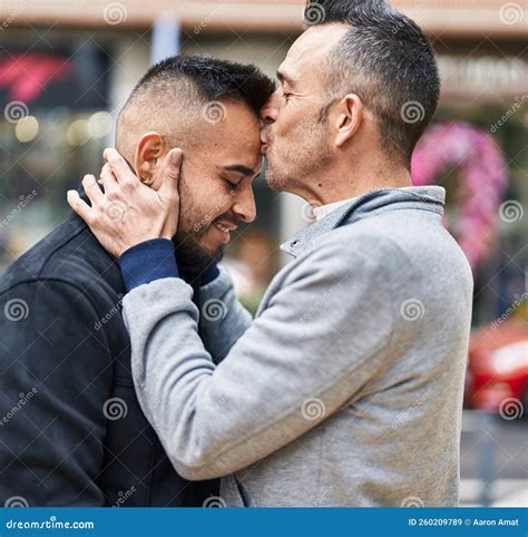 Two Men Couple Hugging Each Other Kissing at Street Stock Image - Image ...