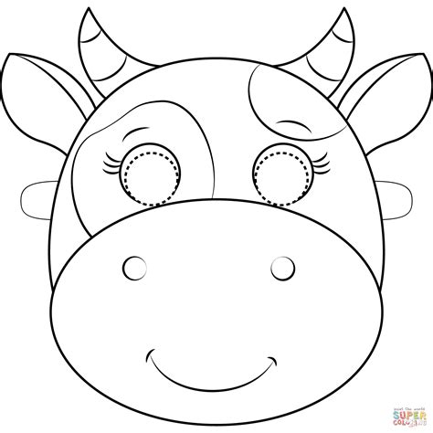 Cow Mask coloring page | Free Printable Coloring Pages | Animal masks ...