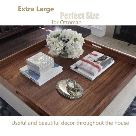 MAGIGO 30 x 30 Inches Extra Large Square Black Walnut Wood Ottoman Tray ...