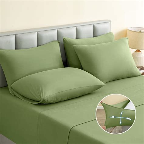 Amazon.com: BYSURE Jersey Knit Queen Sheet Set 6 Pieces, Stretch Super ...