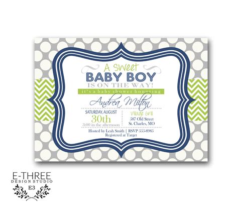 Boy Baby Shower Invitations Chevron