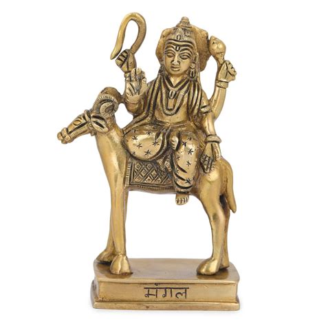 Buy Pink Peony Hindu Navagraha of Deity Mangal or Mars God Brass Statue ...