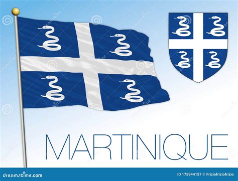 Martinique Official National Flag and Coat of Arms, French Territory ...