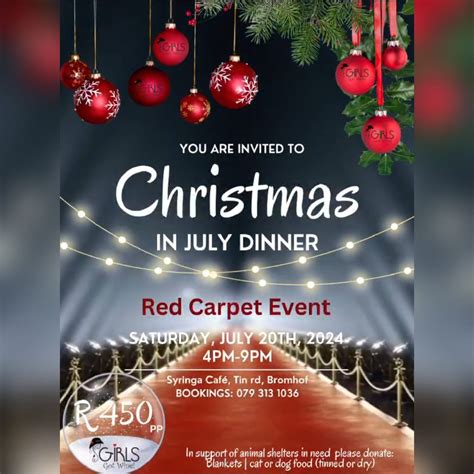 Christmas in July Red Carpet Dinner, Syringa Cafe, Randburg, 20 July ...