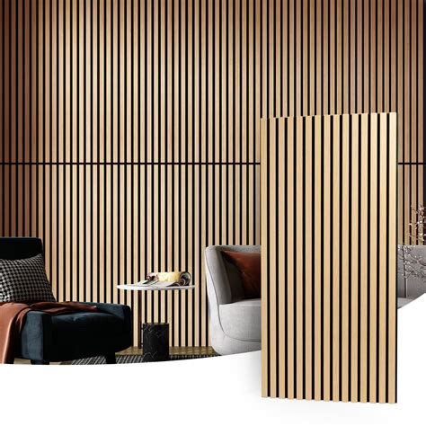 3D Fluted Acoustic Wood Wall Panels 23.6 x 47.2in, MDF High Density ...