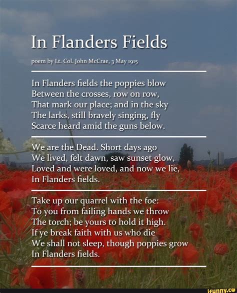Flanders Field Poem Lyrics