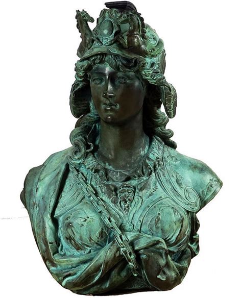 IMPORTANT PAIR OF PATINATED CAST BRONZE SCULPTURES OF BELLONA AND MINERVA