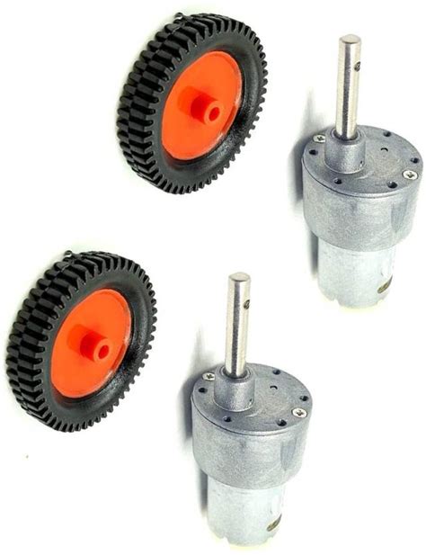 INVENTO 2pcs 12v 10 Kg-cm 60 RPM Side ShaftTorque Geared DC Motor with ...