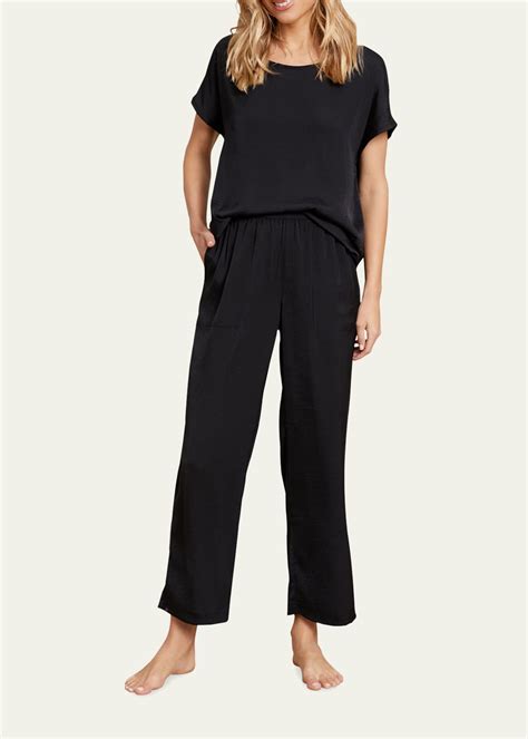 Barefoot Dreams Dolman-Sleeve Washed Satin Lounge Set - Bergdorf Goodman