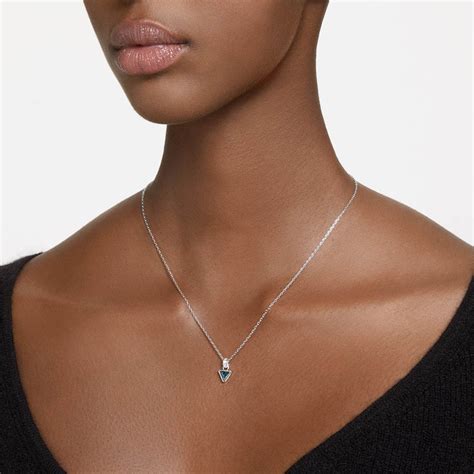 Buy SWAROVSKI Gray Rhodium Plated Triangle Cut Chroma Pendant Necklace ...