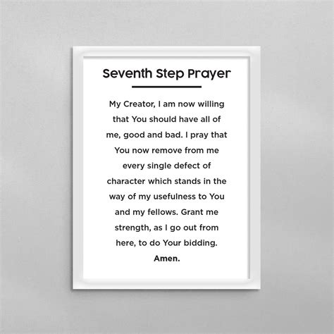 7th Step Prayer Minimal Poster - Addiction Recovery Wall Art Print ...