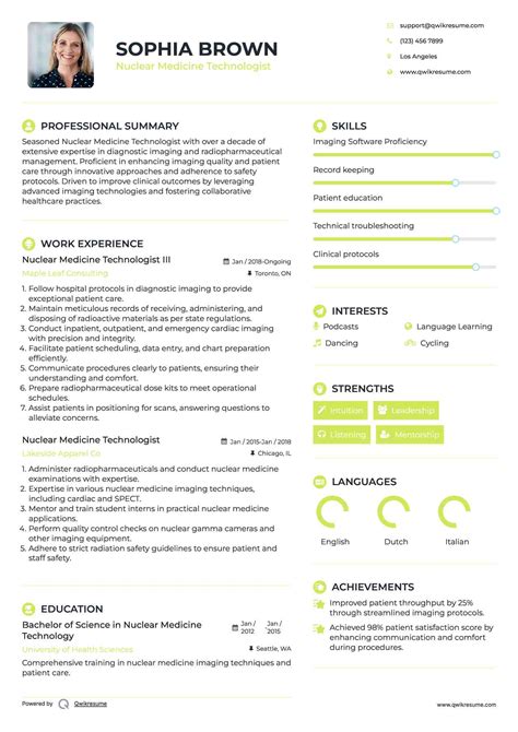 Nuclear Medicine Technologist Resume
