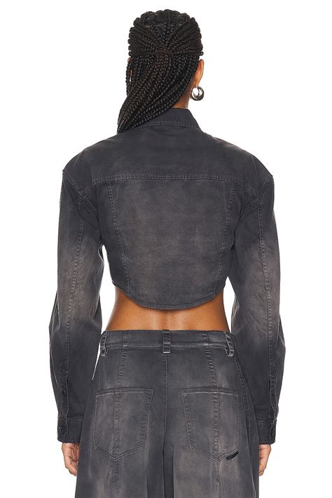 Alexander Wang Long Sleeve Cropped Top With Dart Detailing in Washed ...