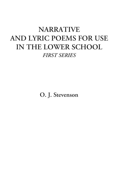 Buy Narrative and Lyric Poems for Use in the Lower School, First Series ...