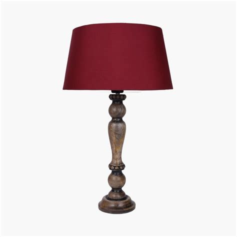 Buy HOMESAKE Contemporary Decor Red Wooden Table Lamp with Shade from ...