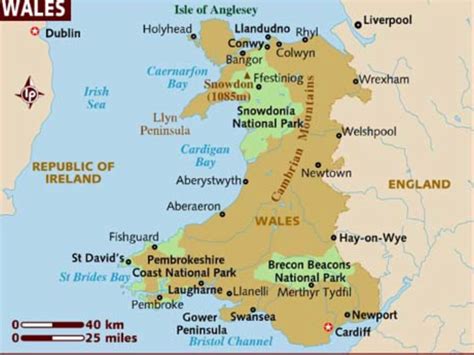 Map of Wales with Major Towns