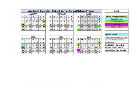 Academic Calendar — Gobind Sarvar School Fresno