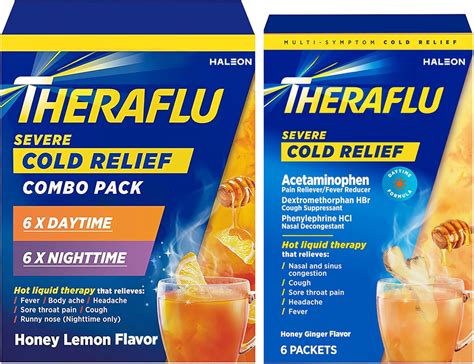 Amazon.com: Theraflu Severe Cold Relief Hot Liquid Powder Combo: 12ct Daytime/Nighttime Honey ...