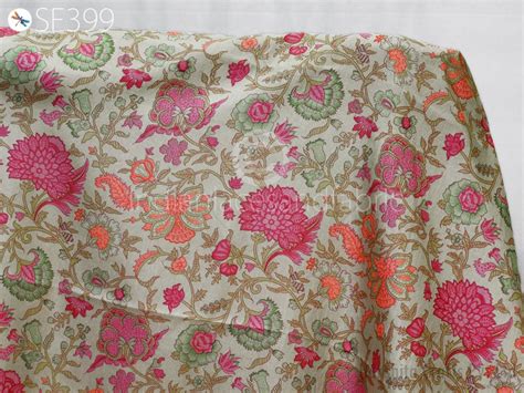 Magenta Indian Soft Pure Printed Silk Saree Fabric by the yard Wedding ...