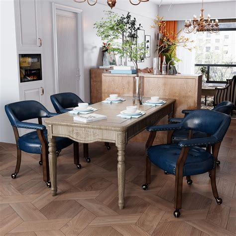 Amazon.com: JESONVID Dining Chair with Casters Set of 4, Accent Kitchen ...