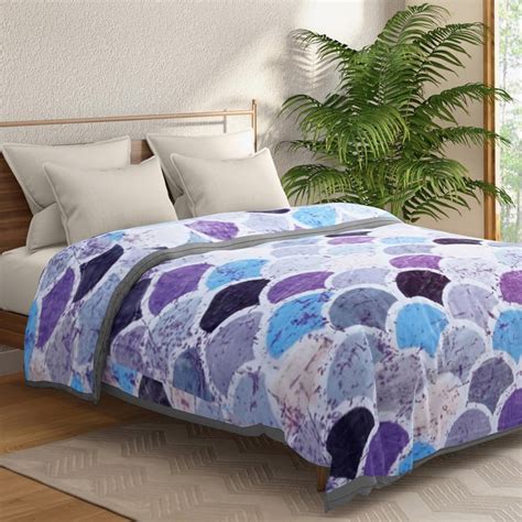 Buy PORTICO Topaz Purple Printed Cotton Double Blanket - 210x240cm from ...
