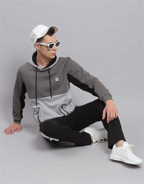 Buy Men Grey Solid Hooded Full Sleeve Sweatshirt Online in India - Rock.it