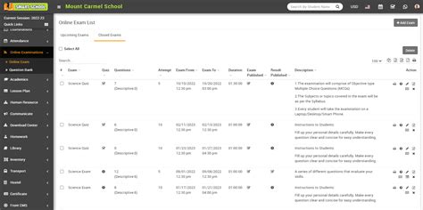 How to add Online Exam? - Smart School : School Management System by QDOCS