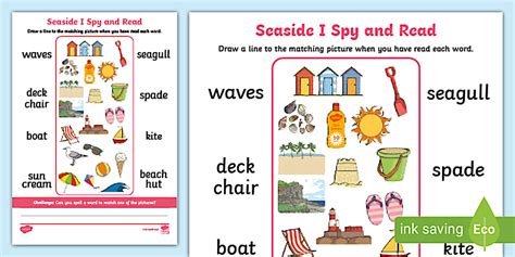 Seaside I Spy and Read: Phase 5 Phonics Activity