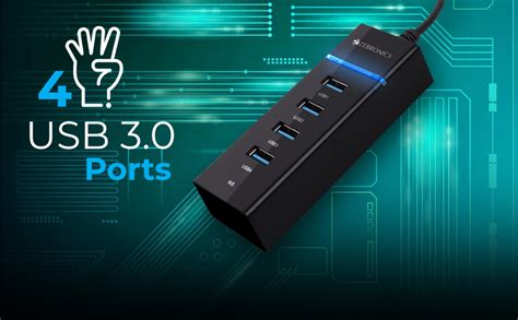 Zebronics 300HB 4 Port USB 3.0 Hub with Hi-Speed Data Transfer, LED ...