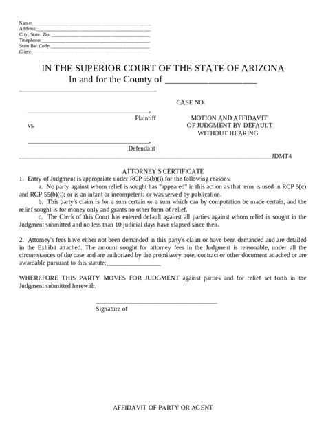 Motion and Affidavit of Judgment by Default Without Hearing Doc ...
