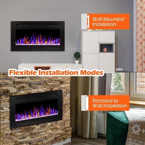 30" Electric Fireplace Wall Mounted and Recessed with Remote Control ...