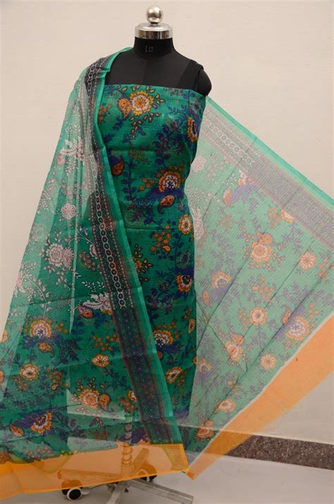 Kota Doria Screen Printed 3 pc Salwar Suit - Leheriya.com