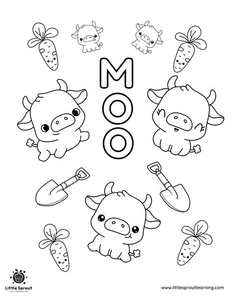 Kawaii Cows Coloring Pages