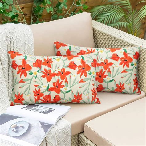 Amazon.com: Pyonic Outdoor Pillows Cover Pack of 2 Floral Waterproof ...