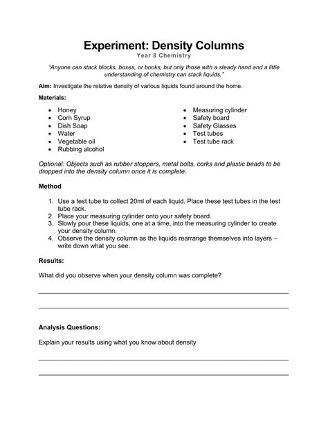 Density Column Worksheet 的图像结果