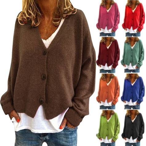 Odbmxy Brown Cardigans for Women Knit Long Sleeve Womens Sweaters Plus ...