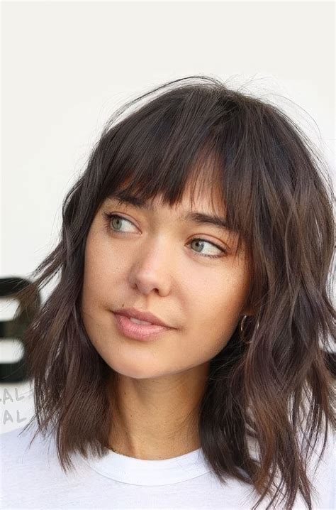 30 Medium Length Hair Ideas With Wispy Bangs - Styleoholic