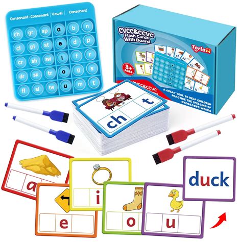 Torlam CVCC & CCVC Word Games Sight Words Flash Cards Spelling Reading ...