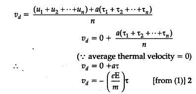 Derive an expression for drift velocity of free electrons - CBSE Class ...