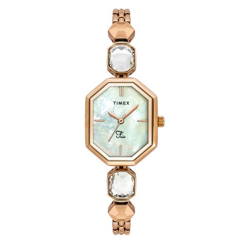 TIMEX Fria Women Mother of Pearl White Octagonal Dial Analog Watch - T