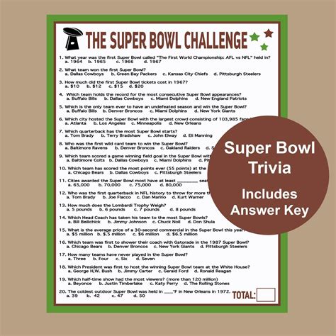 Football Trivia Game, Football 2024 Challenge Quiz, Printable LVIII ...